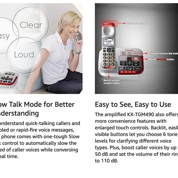 Panasonic KX-TGM450 Amplified Cordless Phone Answering Machine Call Display - Picture 4 of 5